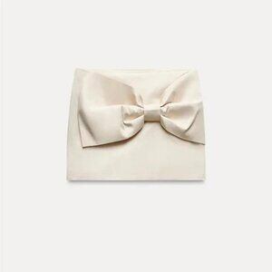 ZARA SATIN EFFECT BOW MINI SKIRT